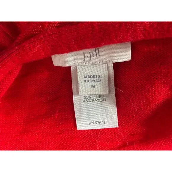 J. Jill Linen Cardigan Sweater Womens M Red Short Sleeve Soft Knit Button Front - Picture 3 of 6